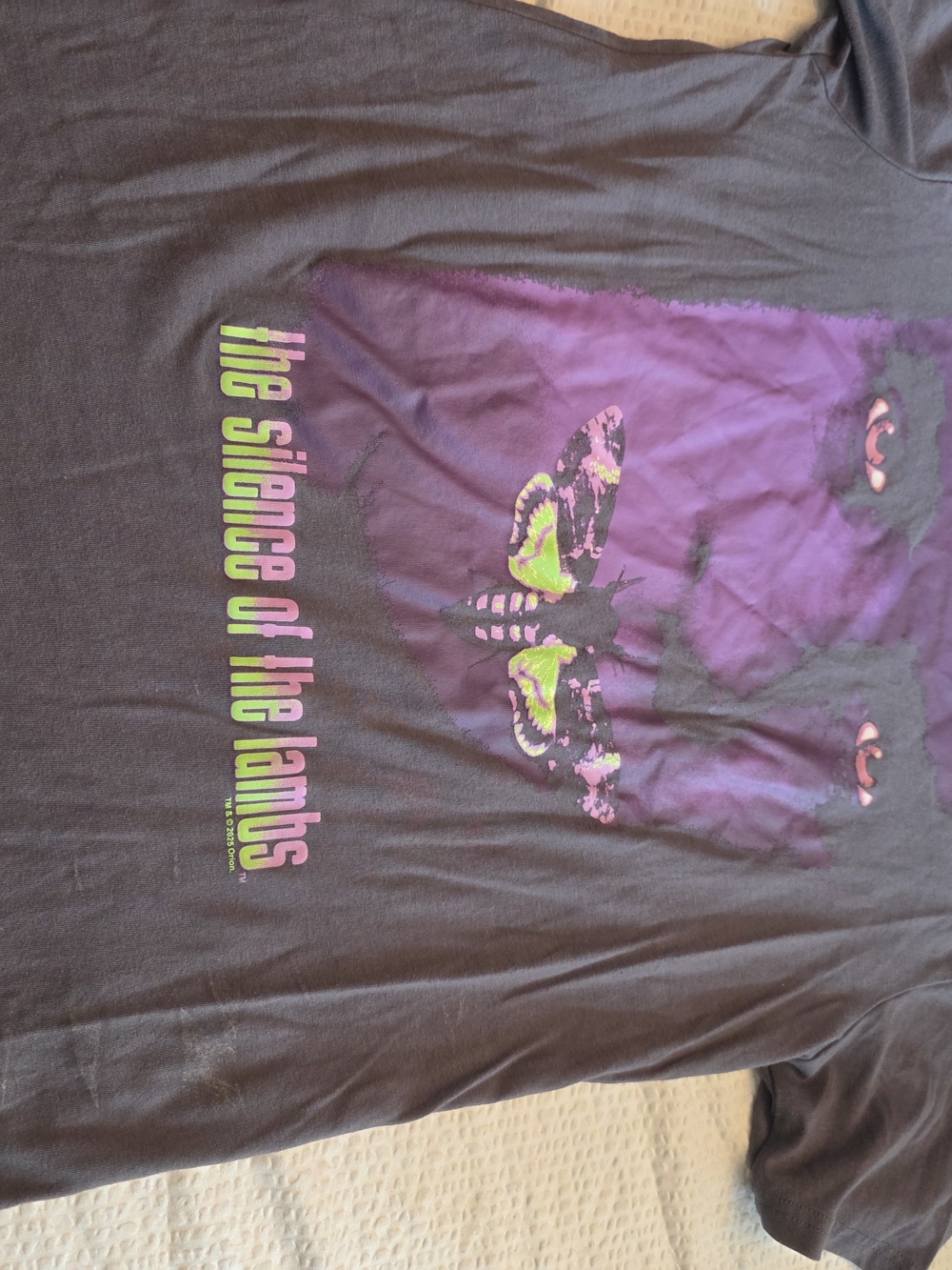 GreyTee with Purple and Neon Green Graphic Silence Of The Lambs Xl